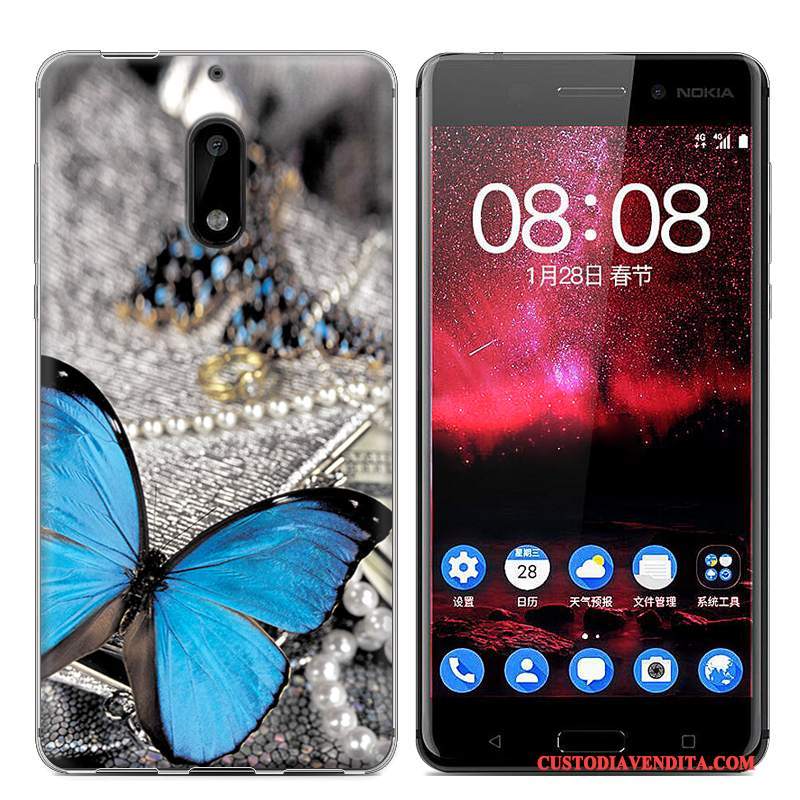 Custodia Nokia 6 Protezione Tendenza Blu, Cover Nokia 6 Colore Telefono Morbido