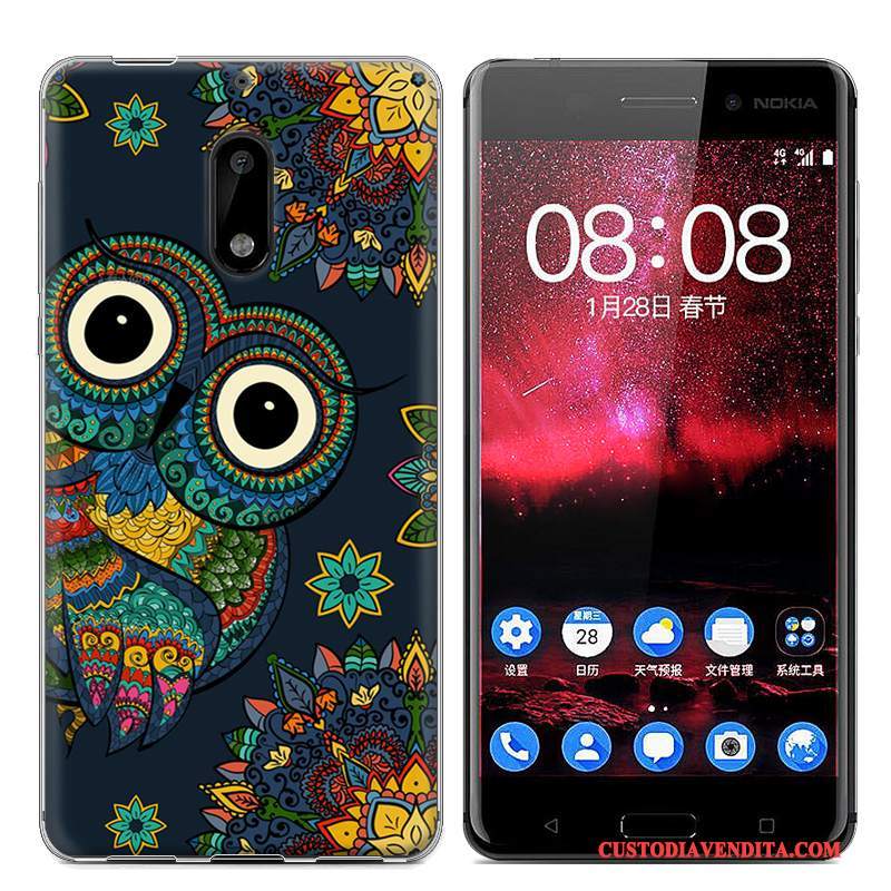 Custodia Nokia 6 Protezione Tendenza Blu, Cover Nokia 6 Colore Telefono Morbido