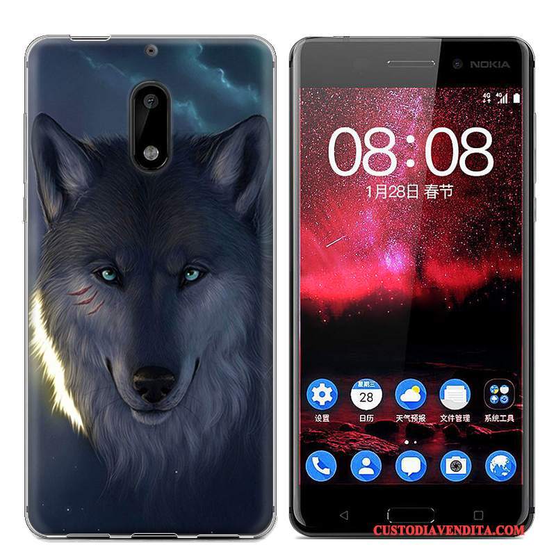 Custodia Nokia 6 Protezione Tendenza Blu, Cover Nokia 6 Colore Telefono Morbido