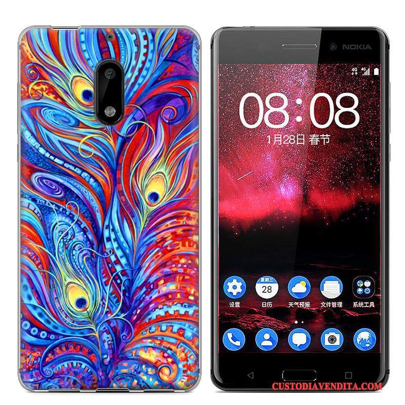 Custodia Nokia 6 Protezione Tendenza Blu, Cover Nokia 6 Colore Telefono Morbido