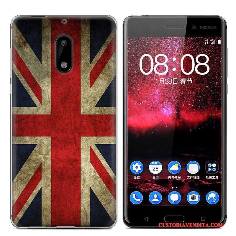 Custodia Nokia 6 Protezione Tendenza Blu, Cover Nokia 6 Colore Telefono Morbido