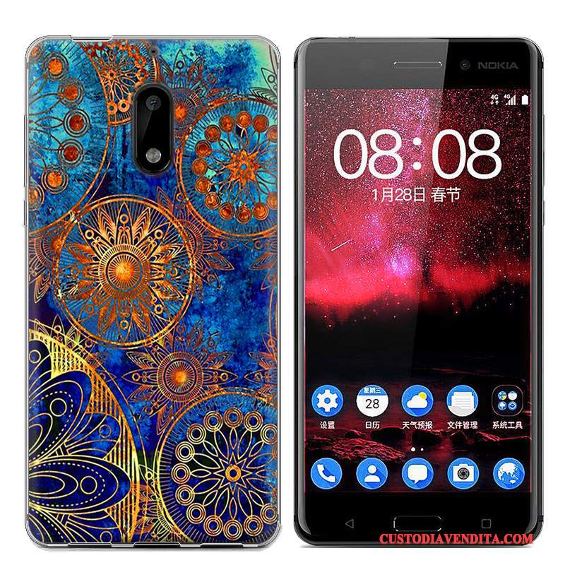 Custodia Nokia 6 Protezione Tendenza Blu, Cover Nokia 6 Colore Telefono Morbido