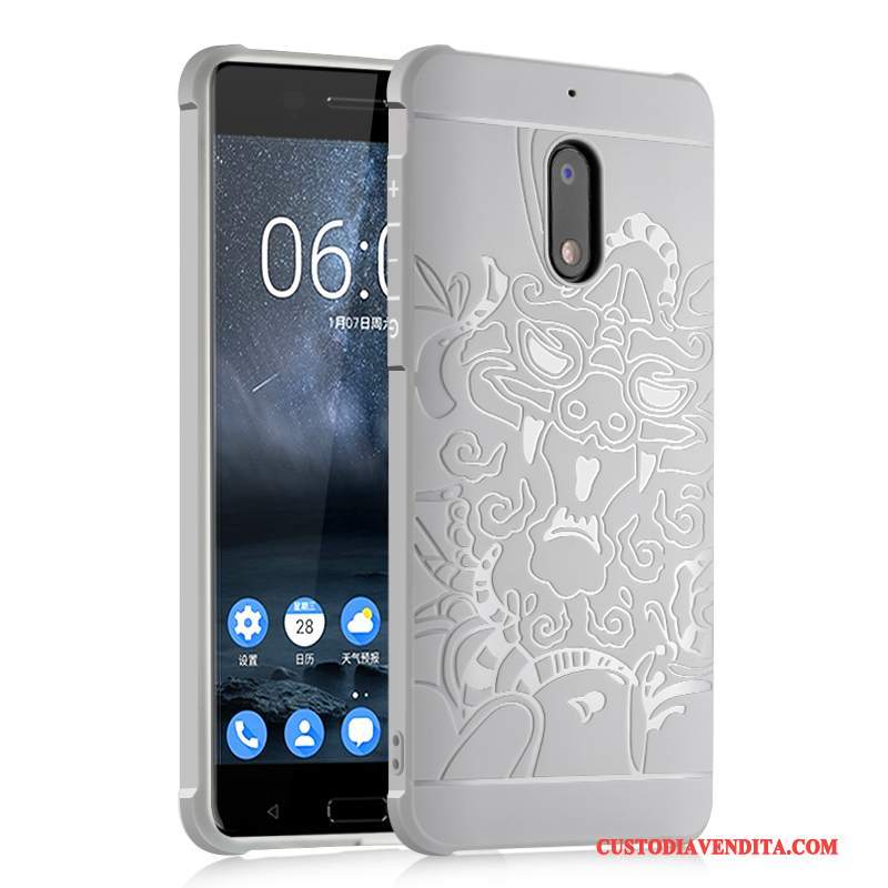 Custodia Nokia 6 Silicone Chiaro Anti-caduta, Cover Nokia 6 Protezione Affari Grigio