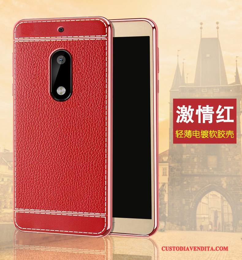 Custodia Nokia 6 Silicone Morbido Rosso, Cover Nokia 6 Protezione Anti-cadutatelefono