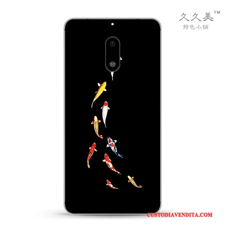 Custodia Nokia 6 Silicone Morbido Speciale, Cover Nokia 6 Protezione Nero Stile Cinese