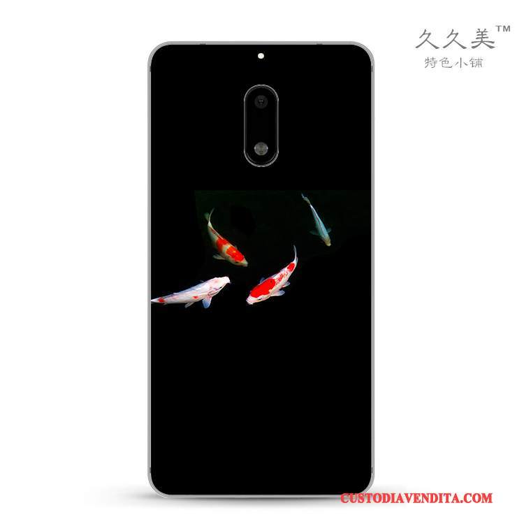 Custodia Nokia 6 Silicone Morbido Speciale, Cover Nokia 6 Protezione Nero Stile Cinese