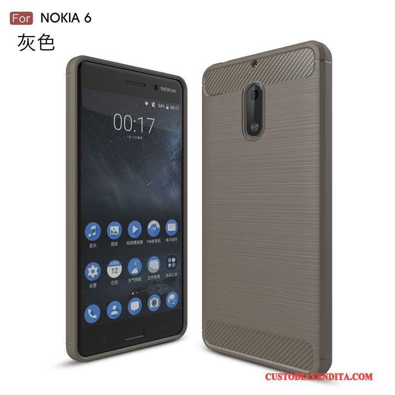 Custodia Nokia 6 Silicone Rosso Nuovo, Cover Nokia 6 Protezione Anti-cadutatelefono