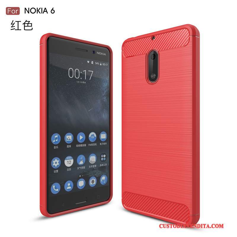 Custodia Nokia 6 Silicone Rosso Nuovo, Cover Nokia 6 Protezione Anti-cadutatelefono