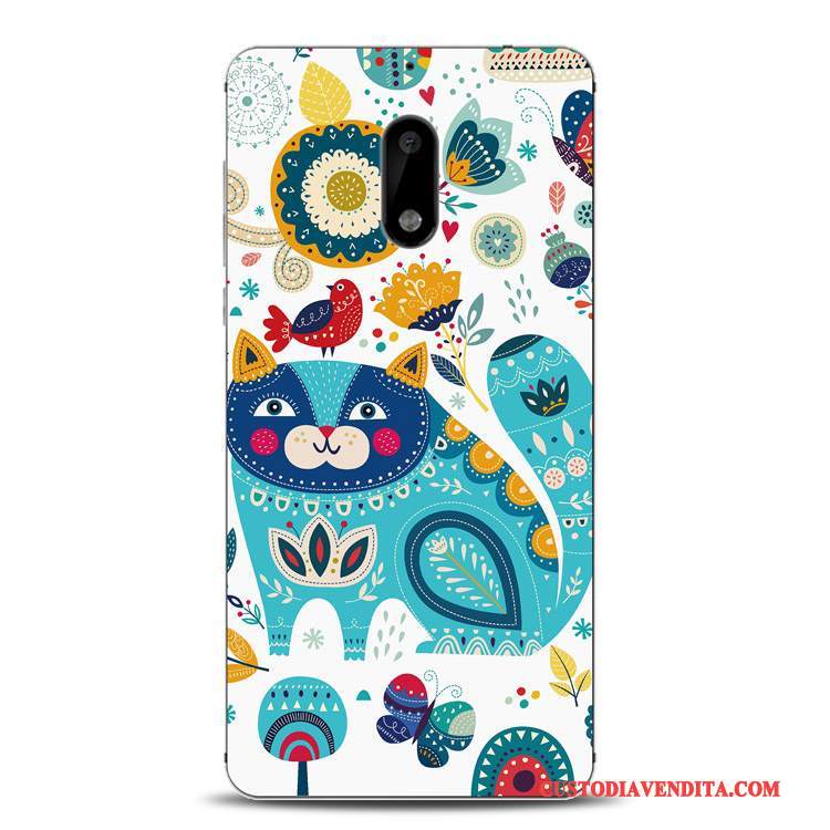 Custodia Nokia 6 Silicone Tutto Incluso Arancione, Cover Nokia 6 Goffratura Telefono Morbido