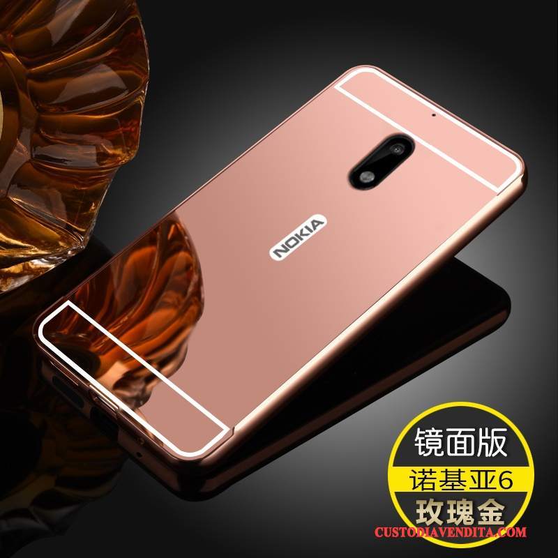 Custodia Nokia 6 Telaio Oro, Cover Nokia 6 Telefono Difficile