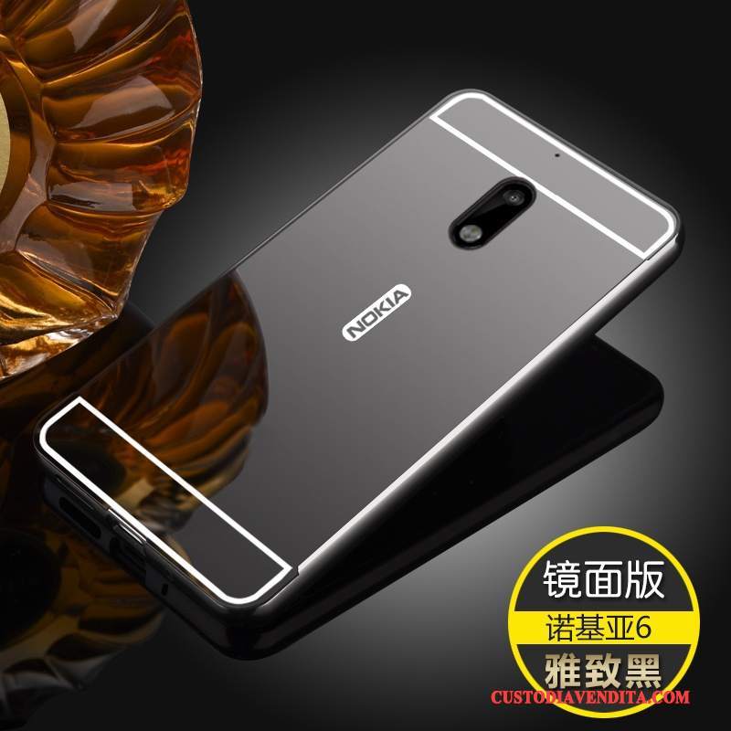 Custodia Nokia 6 Telaio Oro, Cover Nokia 6 Telefono Difficile