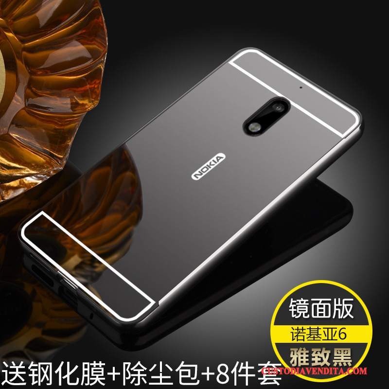 Custodia Nokia 6 Telaio Oro, Cover Nokia 6 Telefono Difficile