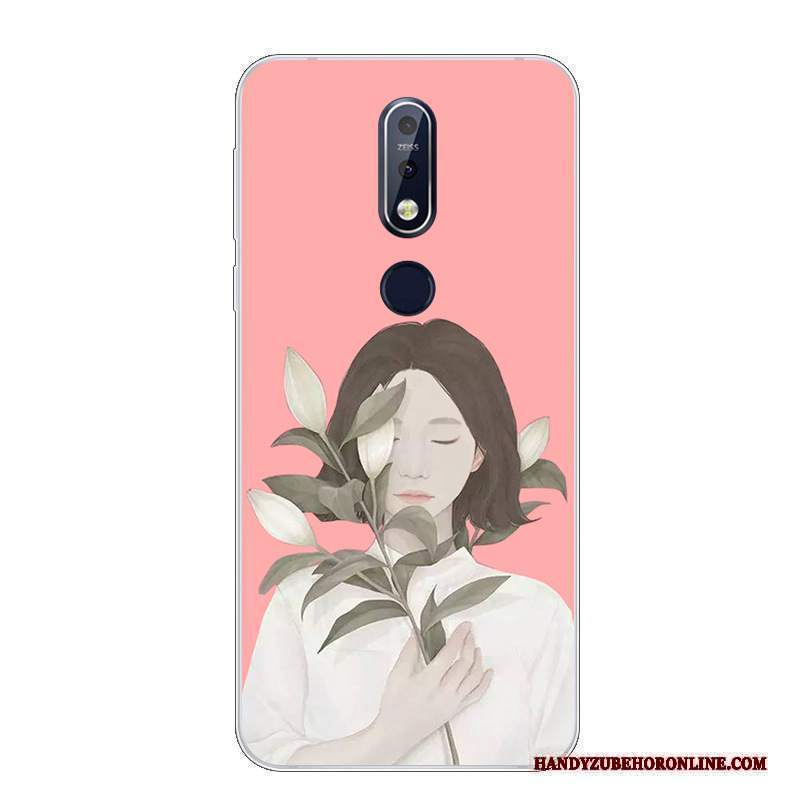 Custodia Nokia 7.1 Cartone Animato Morbido Bello, Cover Nokia 7.1 Silicone Telefono Bianco