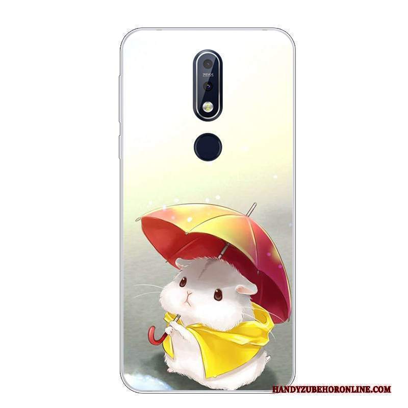 Custodia Nokia 7.1 Cartone Animato Morbido Bello, Cover Nokia 7.1 Silicone Telefono Bianco