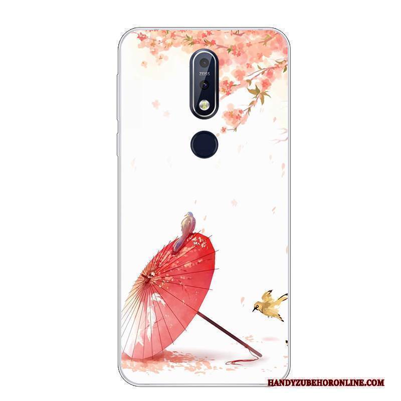 Custodia Nokia 7.1 Cartone Animato Morbido Bello, Cover Nokia 7.1 Silicone Telefono Bianco