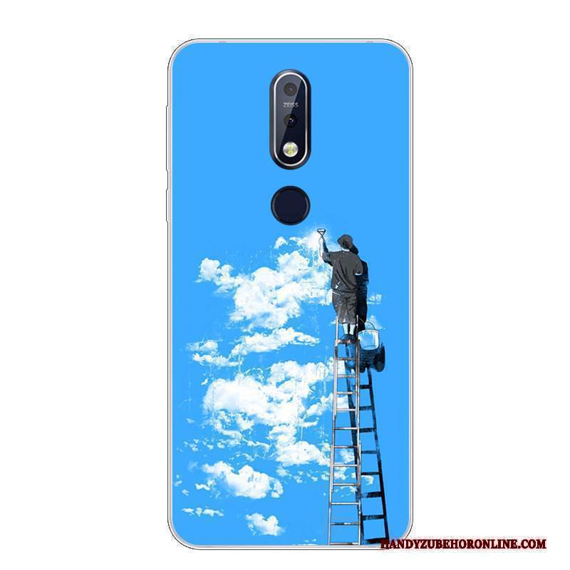 Custodia Nokia 7.1 Cartone Animato Morbido Bello, Cover Nokia 7.1 Silicone Telefono Bianco