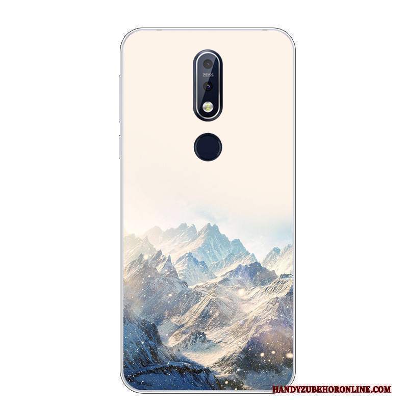 Custodia Nokia 7.1 Cartone Animato Morbido Bello, Cover Nokia 7.1 Silicone Telefono Bianco