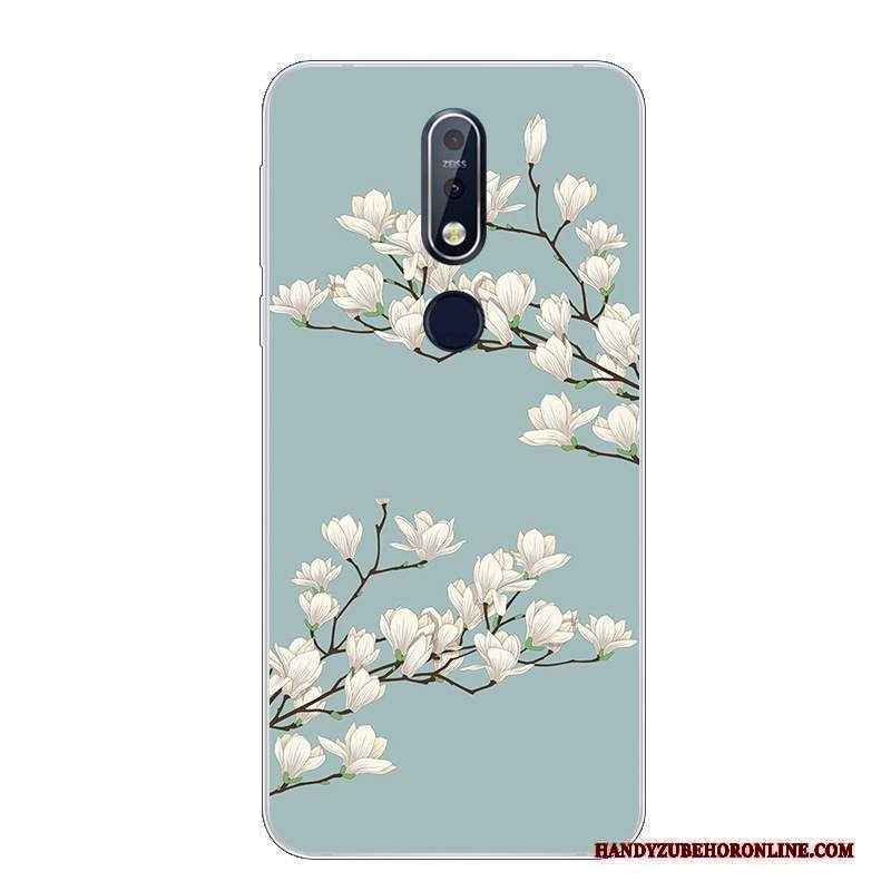 Custodia Nokia 7.1 Cartone Animato Morbido Bello, Cover Nokia 7.1 Silicone Telefono Bianco