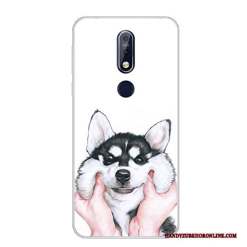 Custodia Nokia 7.1 Cartone Animato Morbido Bello, Cover Nokia 7.1 Silicone Telefono Bianco