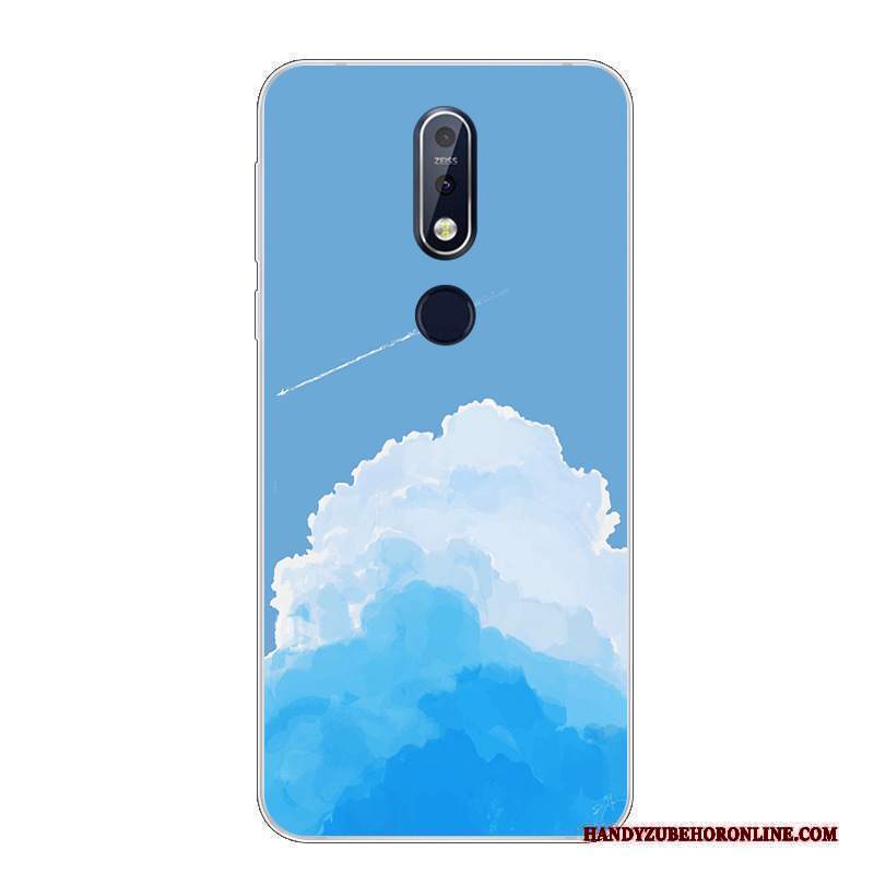 Custodia Nokia 7.1 Cartone Animato Morbido Bello, Cover Nokia 7.1 Silicone Telefono Bianco