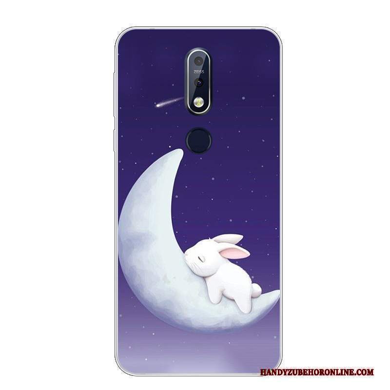 Custodia Nokia 7.1 Cartone Animato Morbido Bello, Cover Nokia 7.1 Silicone Telefono Bianco