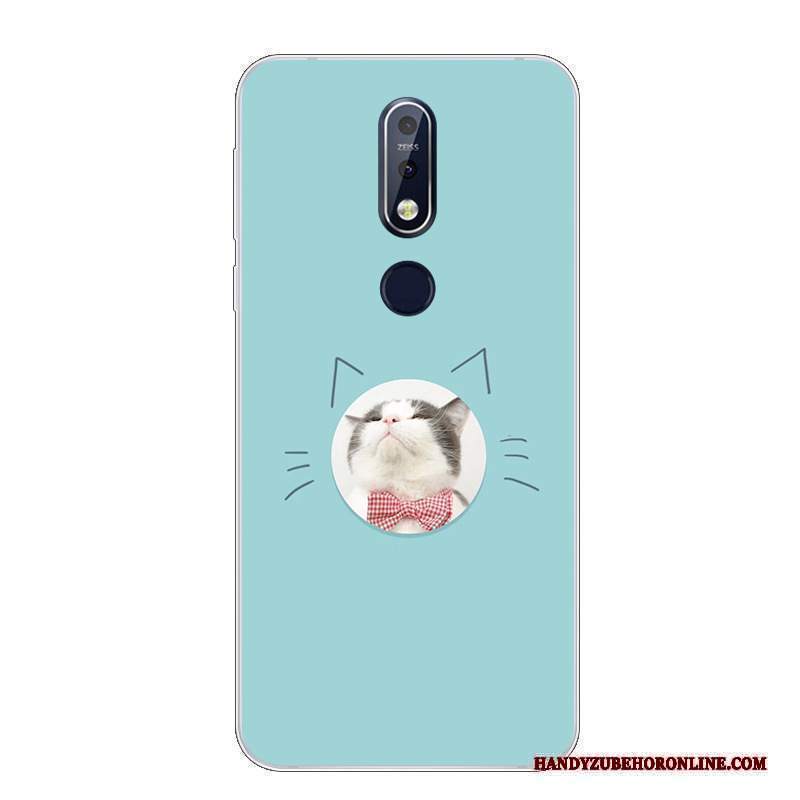 Custodia Nokia 7.1 Cartone Animato Morbido Bello, Cover Nokia 7.1 Silicone Telefono Bianco