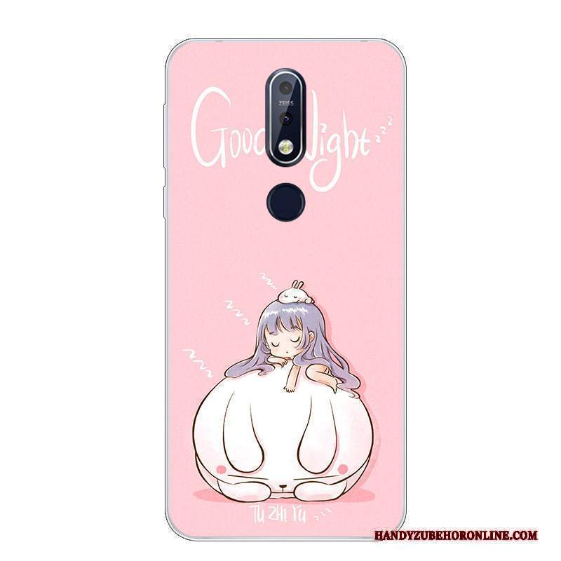 Custodia Nokia 7.1 Cartone Animato Morbido Bello, Cover Nokia 7.1 Silicone Telefono Bianco