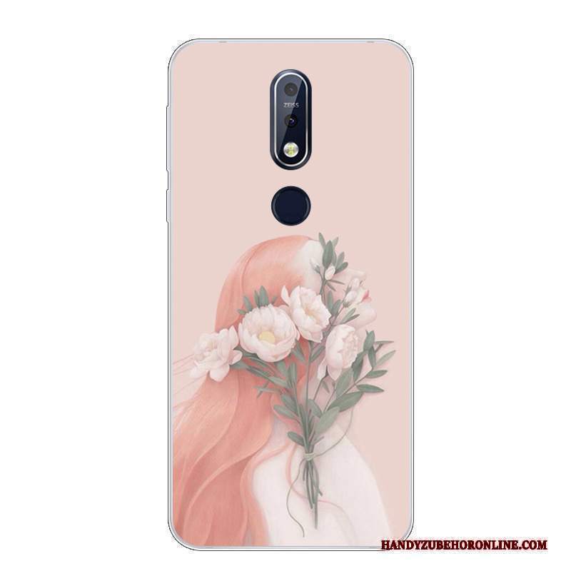 Custodia Nokia 7.1 Cartone Animato Morbido Bello, Cover Nokia 7.1 Silicone Telefono Bianco