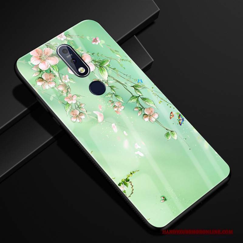 Custodia Nokia 7.1 Creativo Scenariotelefono, Cover Nokia 7.1 Protezione Verde Vetro