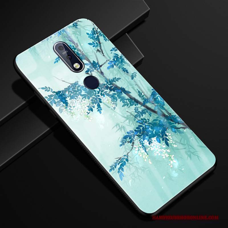 Custodia Nokia 7.1 Creativo Scenariotelefono, Cover Nokia 7.1 Protezione Verde Vetro