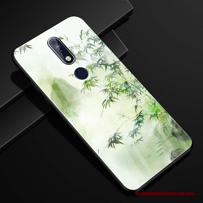 Custodia Nokia 7.1 Creativo Scenariotelefono, Cover Nokia 7.1 Protezione Verde Vetro