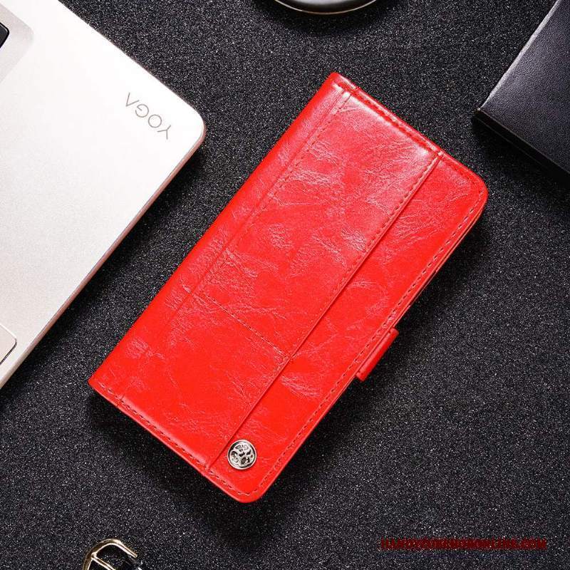 Custodia Nokia 7.1 Pelle Rosso, Cover Nokia 7.1 Portafoglio