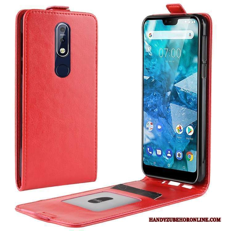 Custodia Nokia 7.1 Pelle Rossotelefono, Cover Nokia 7.1 Protezione