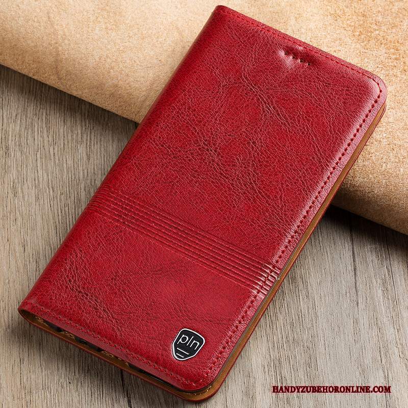 Custodia Nokia 7.1 Pelle Telefono Rosso, Cover Nokia 7.1 Protezione Tutto Incluso