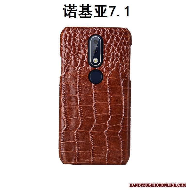 Custodia Nokia 7.1 Protezione Rosso Lusso, Cover Nokia 7.1 Pelle Anti-caduta Modello