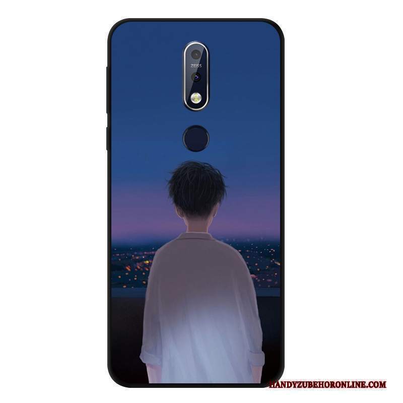 Custodia Nokia 7.1 Silicone Morbido Nero, Cover Nokia 7.1 Protezione Anti-caduta Vento