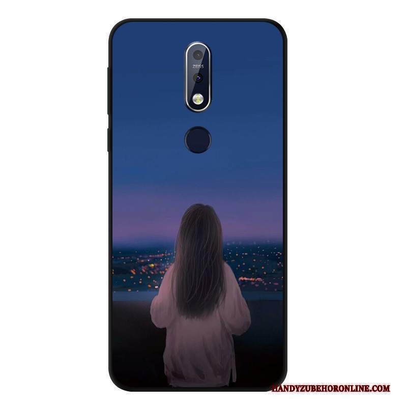 Custodia Nokia 7.1 Silicone Morbido Nero, Cover Nokia 7.1 Protezione Anti-caduta Vento