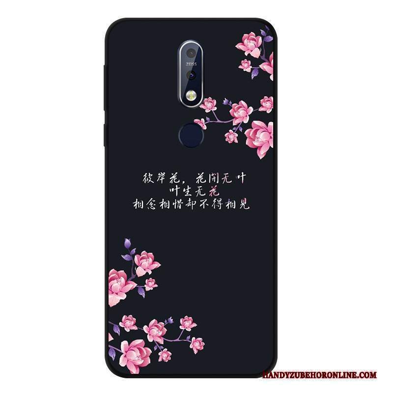 Custodia Nokia 7.1 Silicone Morbido Nero, Cover Nokia 7.1 Protezione Anti-caduta Vento