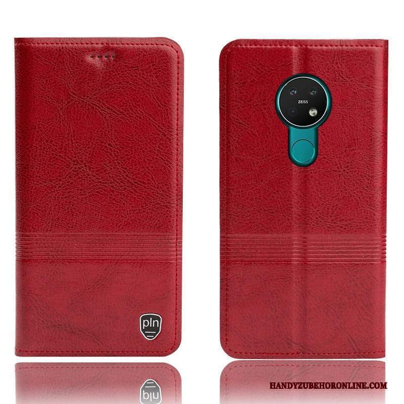 Custodia Nokia 7.2 Folio Telefono Anti-caduta, Cover Nokia 7.2 Pelle Rosso Tutto Incluso