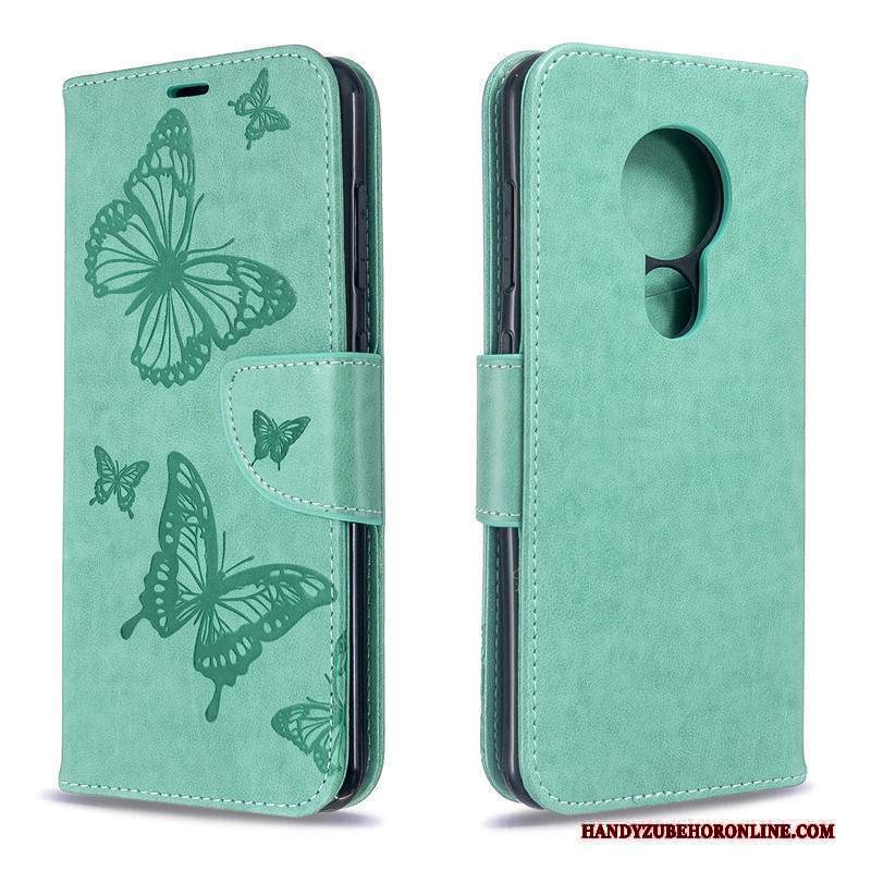 Custodia Nokia 7.2 Goffratura Verde Goffratura, Cover Nokia 7.2 Protezione Monocromaticotelefono