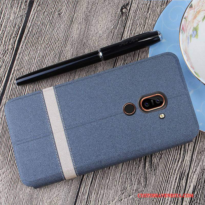 Custodia Nokia 7 Folio Anti-caduta Blu, Cover Nokia 7 Pelle Tendenzatelefono