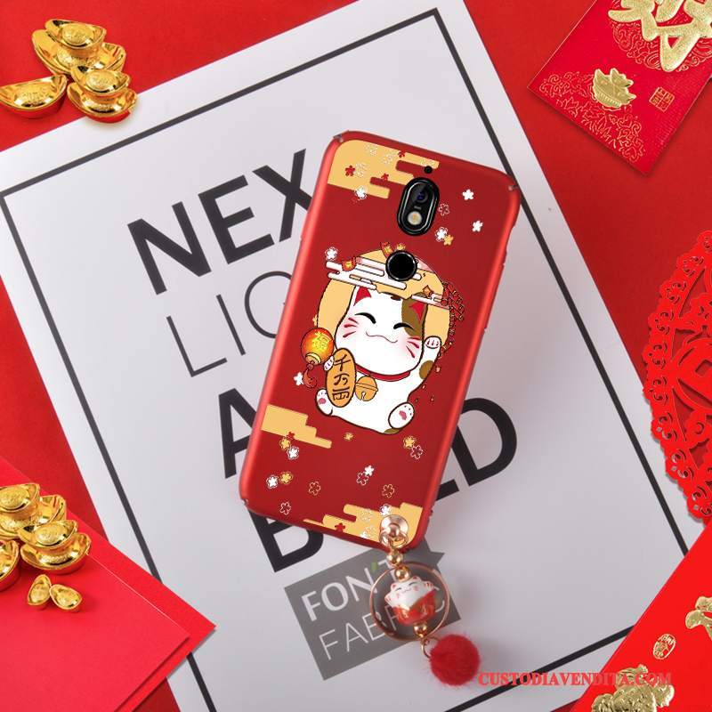 Custodia Nokia 7 Ornamenti Appesi Gattino, Cover Nokia 7 Rosso Nuovo