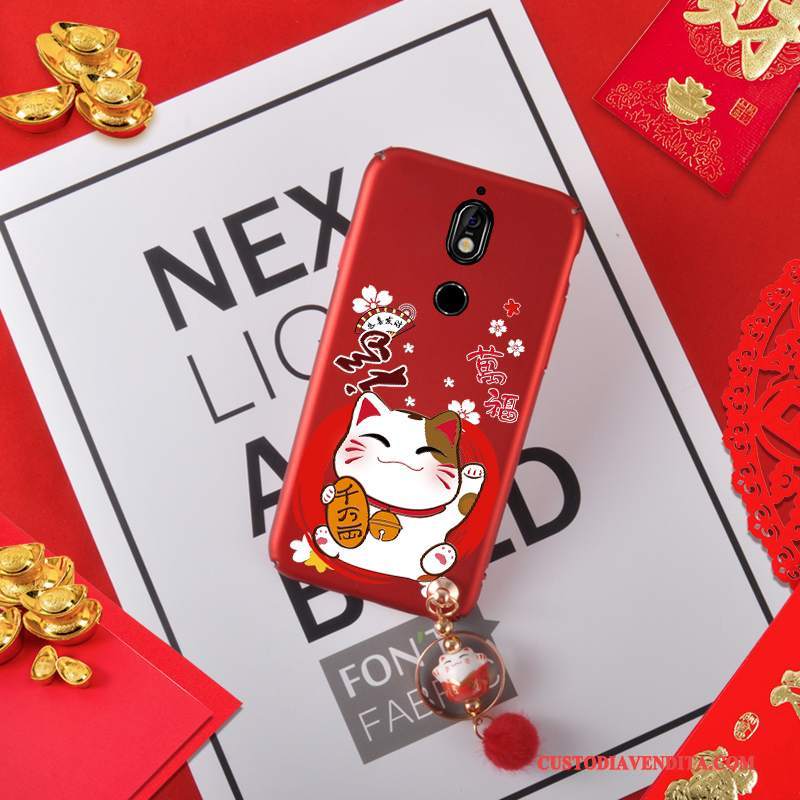 Custodia Nokia 7 Ornamenti Appesi Gattino, Cover Nokia 7 Rosso Nuovo