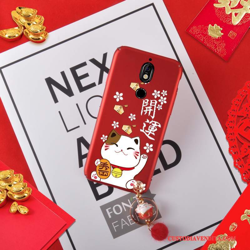 Custodia Nokia 7 Ornamenti Appesi Gattino, Cover Nokia 7 Rosso Nuovo