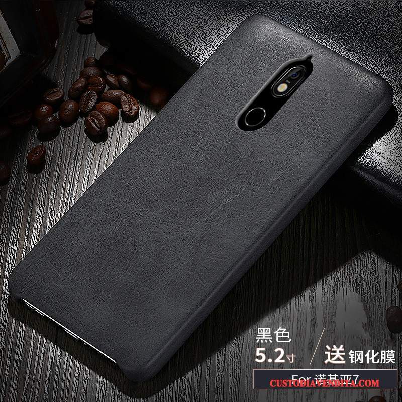 Custodia Nokia 7 Pelle Morbido Sottile, Cover Nokia 7 Protezione Anti-caduta Oro