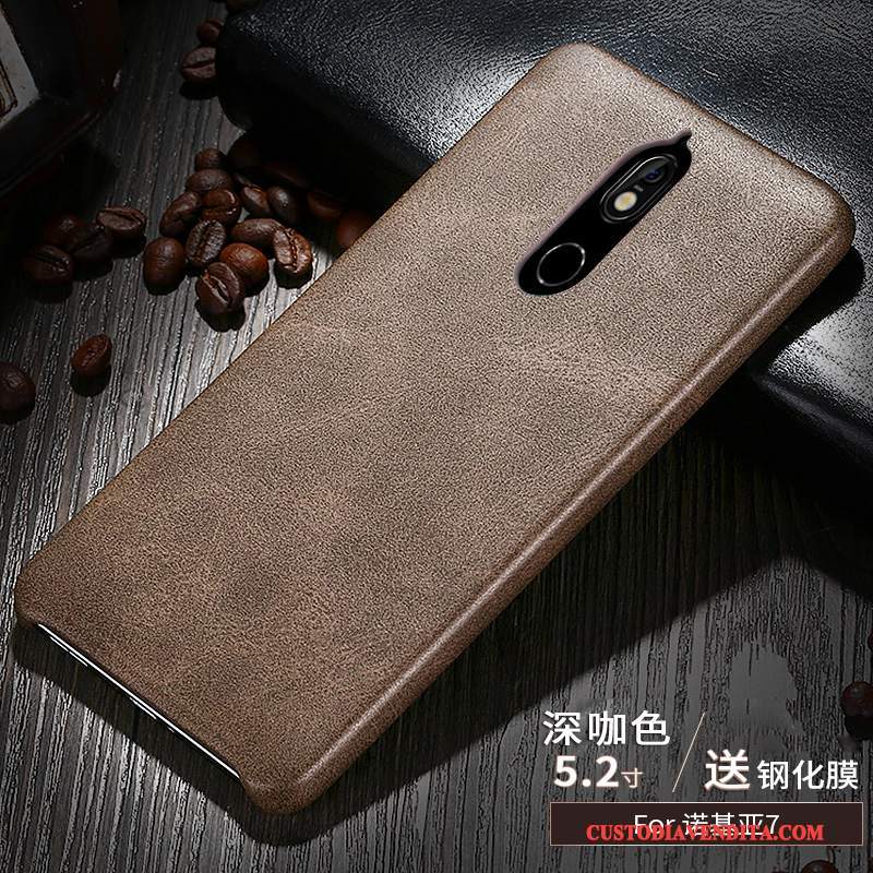 Custodia Nokia 7 Pelle Morbido Sottile, Cover Nokia 7 Protezione Anti-caduta Oro