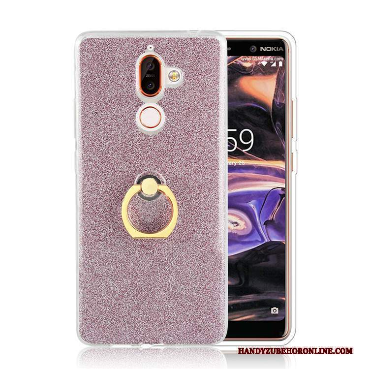 Custodia Nokia 7 Plus Creativo Ring Semplici, Cover Nokia 7 Plus Telefono Rosa