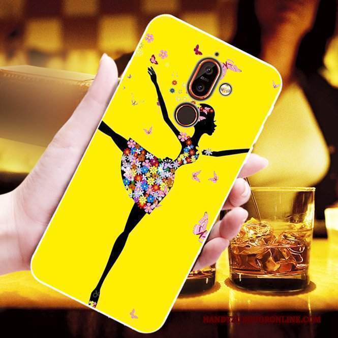 Custodia Nokia 7 Plus Moda Giallo Morbido, Cover Nokia 7 Plus Cartone Animato Bello Anti-caduta