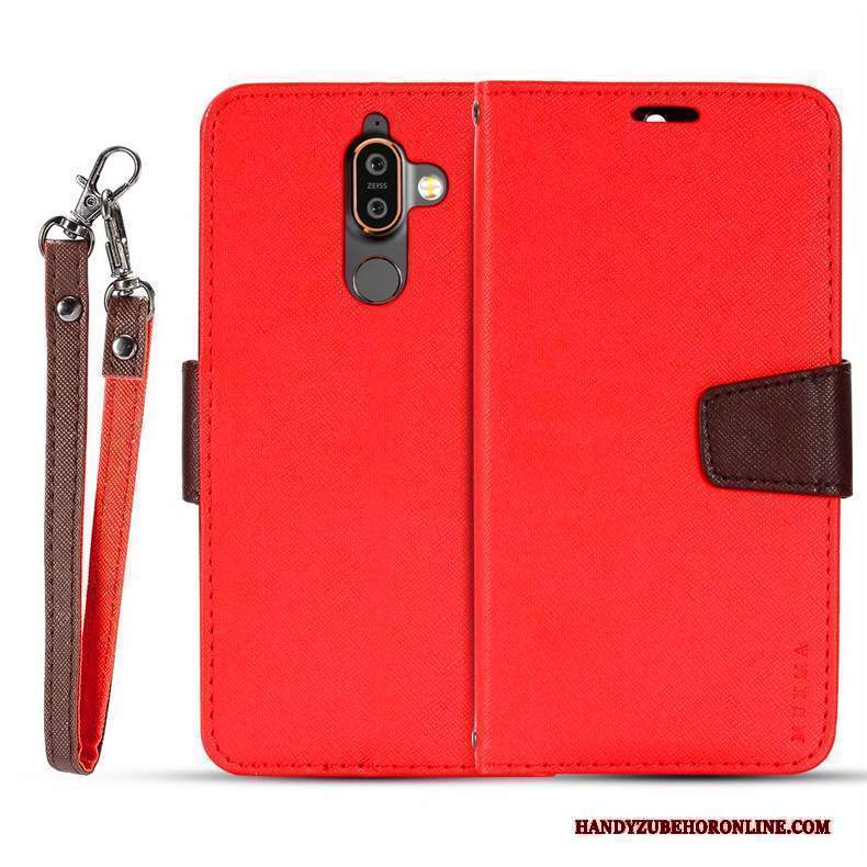 Custodia Nokia 7 Plus Pelle Rossotelefono, Cover Nokia 7 Plus Folio Pu