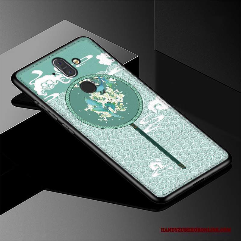 Custodia Nokia 7 Plus Protezione Stile Cinese Verde, Cover Nokia 7 Plus Creativo Anti-caduta Morbido